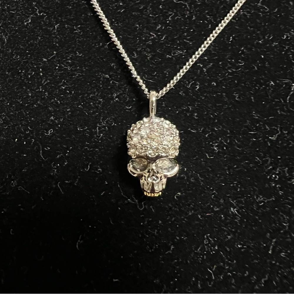 Alexis Bittar Crystal Encrusted Skull Pendant Necklace NEW